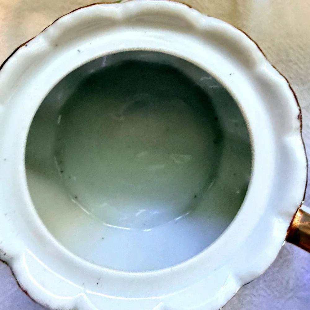 Lefton China Violets Sugar and Creamer Set 912V Vintage Hand Painted Gold Trim